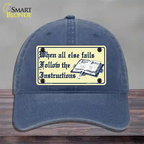 Follow Instructions Novelty License Plate Hat Unconstructed Cotton / Navy