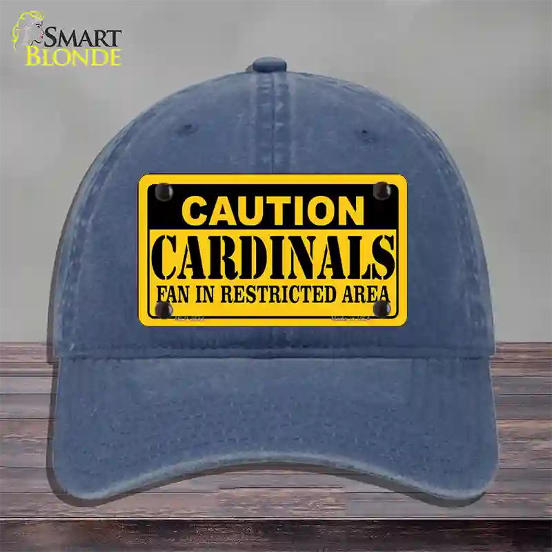 Caution Cardinals Fan Novelty License Plate Hat Unconstructed Cotton / Navy