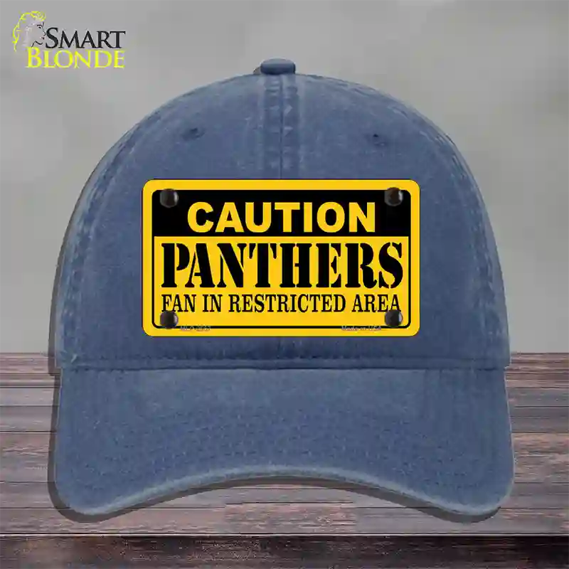 Caution Panthers Hockey Novelty License Plate Hat Unconstructed Cotton / Navy