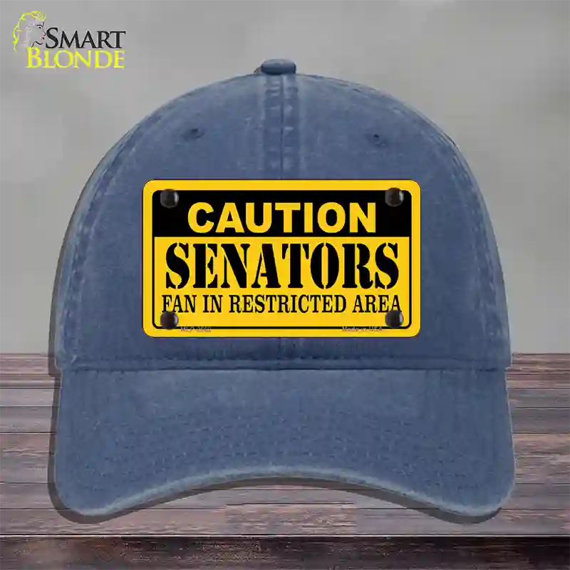 Caution Senators Vanity Novelty License Plate Hat Unconstructed Cotton / Navy