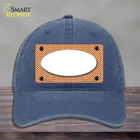 Orange White Chevon White Center Oval Novelty License Plate Hat Unconstructed Cotton / Navy