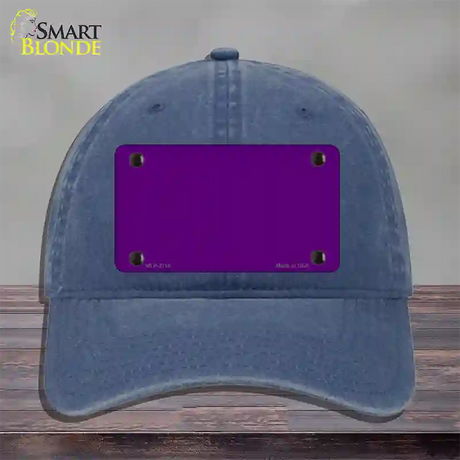 Purple Solid Novelty License Plate Hat Unconstructed Cotton / Navy