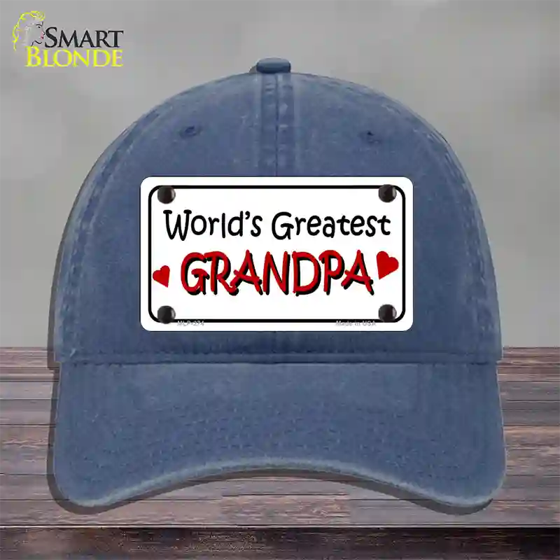 Worlds Greatest Grandpa Novelty License Plate Hat Unconstructed Cotton / Navy