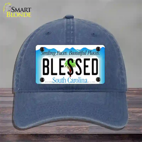 Blessed South Carolina Blue Novelty License Plate Hat Unconstructed Cotton / Navy