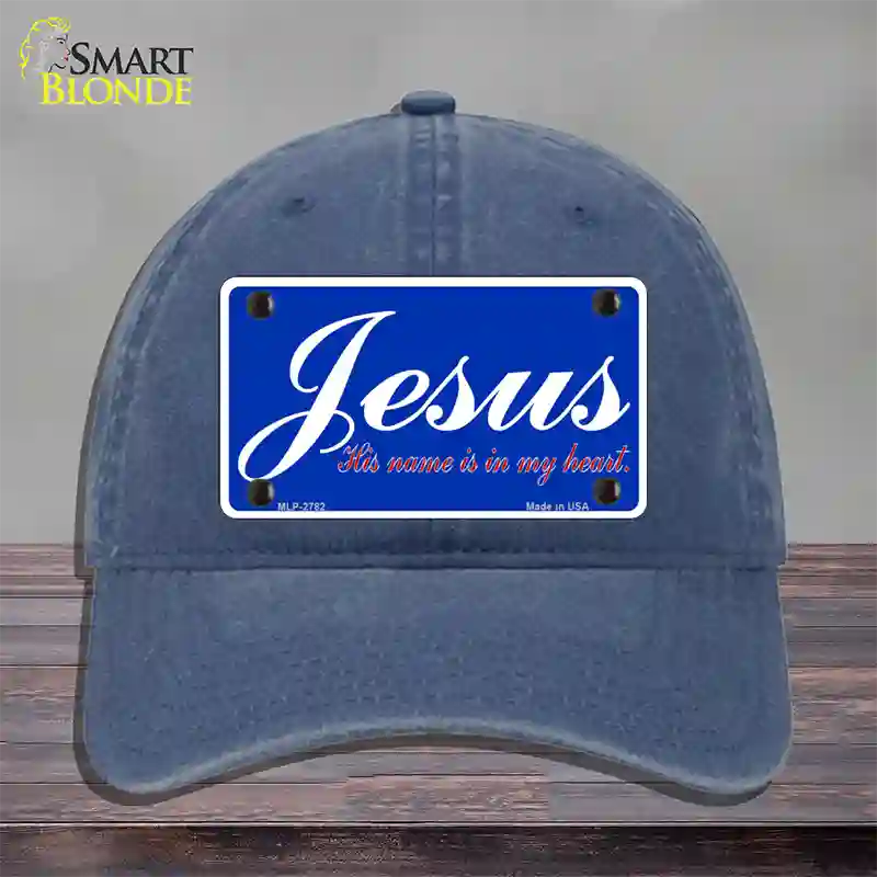 Jesus Blue Novelty License Plate Hat Unconstructed Cotton / Navy