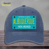 Albuquerque New Mexico Teal Novelty License Plate Hat Unconstructed Cotton / Navy