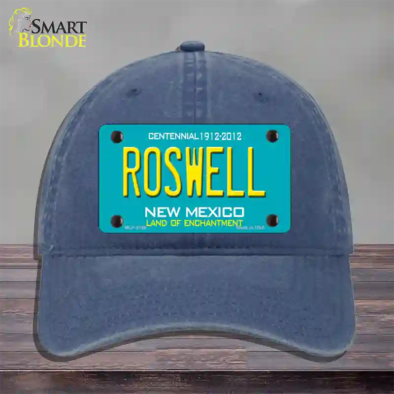 Roswell New Mexico Teal Novelty License Plate Hat Unconstructed Cotton / Navy