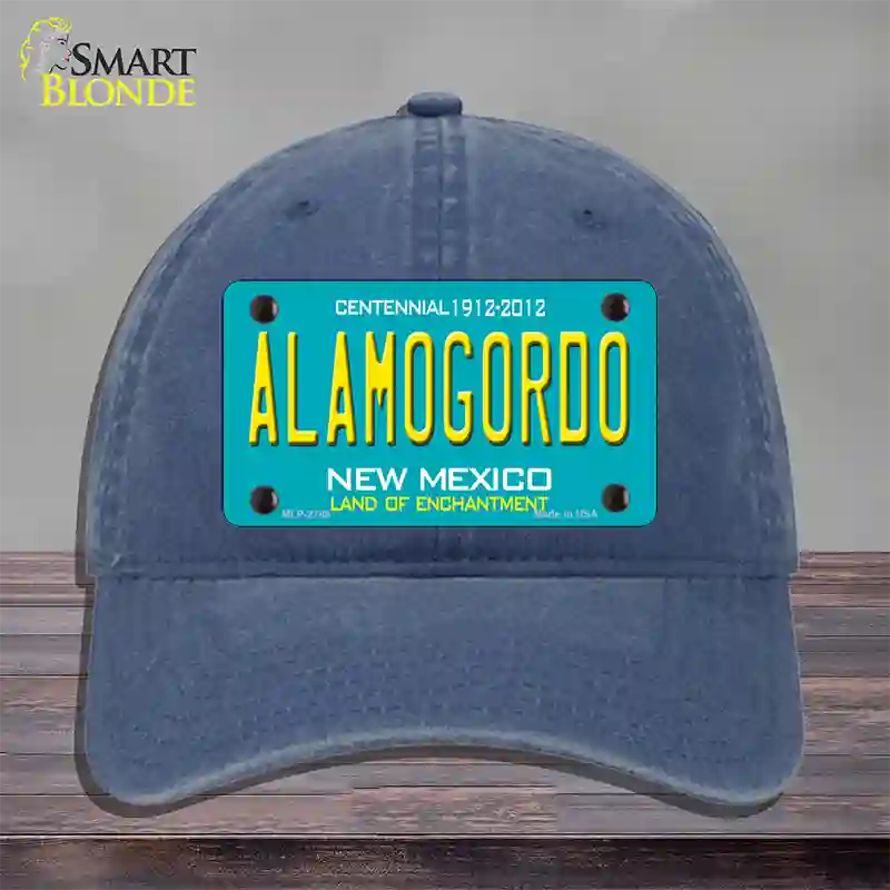 Alamogordo New Mexico Teal Novelty License Plate Hat Unconstructed Cotton / Navy