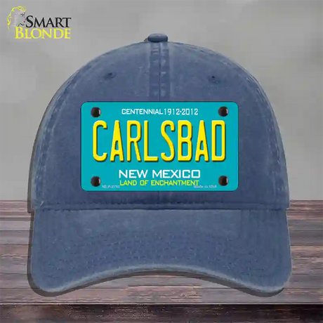 Carlsbad New Mexico Teal Novelty License Plate Hat Unconstructed Cotton / Navy