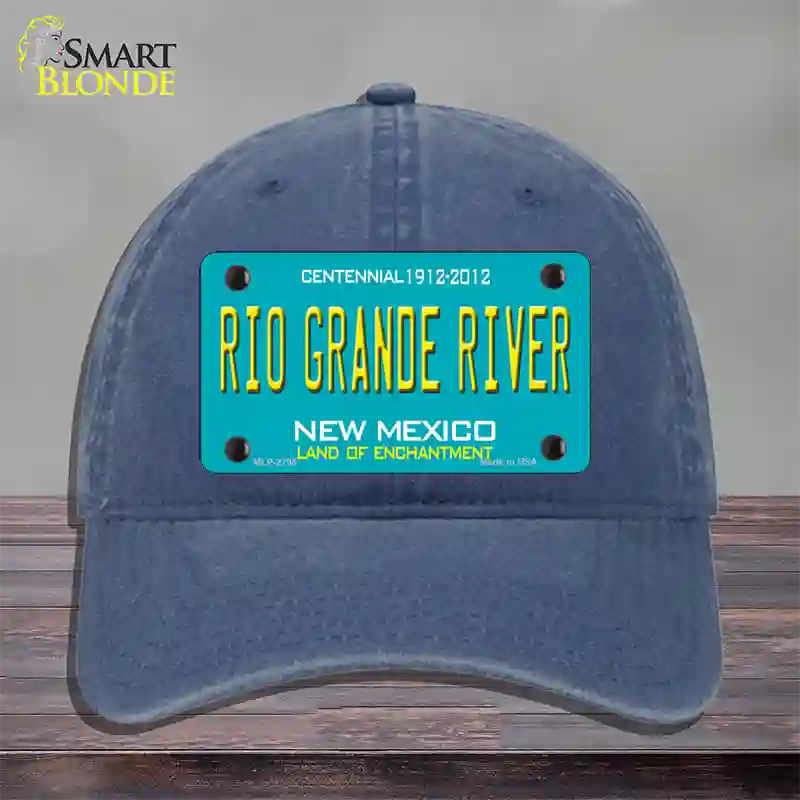 Rio Grande River New Mexico Teal Novelty License Plate Hat Unconstructed Cotton / Navy