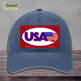 USA American Flag Vanity Novelty License Plate Hat Unconstructed Cotton / Navy