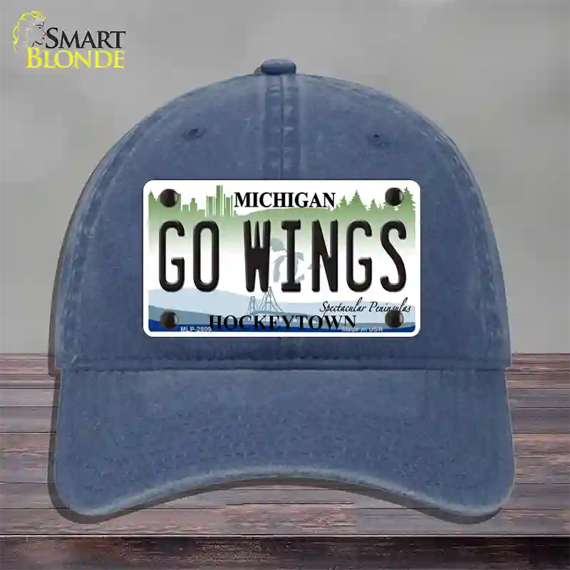 Go Wings Michigan State Novelty License Plate Hat Unconstructed Cotton / Navy