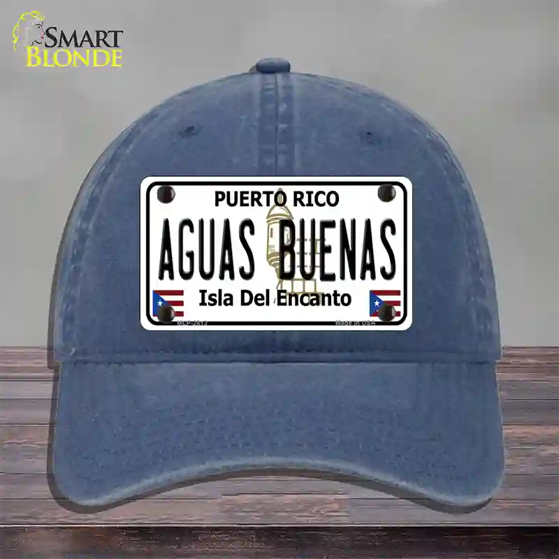 Aguas Buenas Puerto Rico Novelty License Plate Hat Unconstructed Cotton / Navy