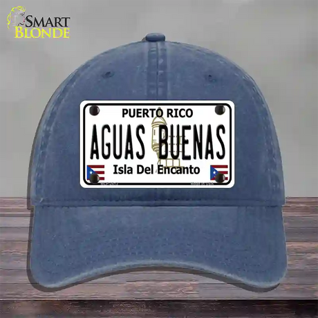 Aguas Buenas Puerto Rico Novelty License Plate Hat Unconstructed Cotton / Navy