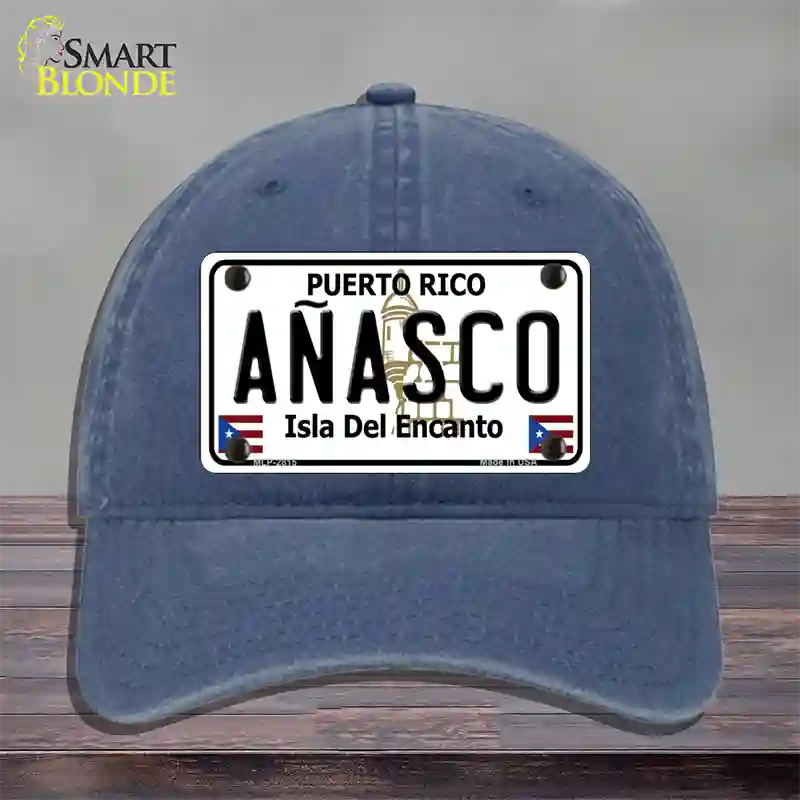 Anasco Puerto Rico Novelty License Plate Hat Unconstructed Cotton / Navy