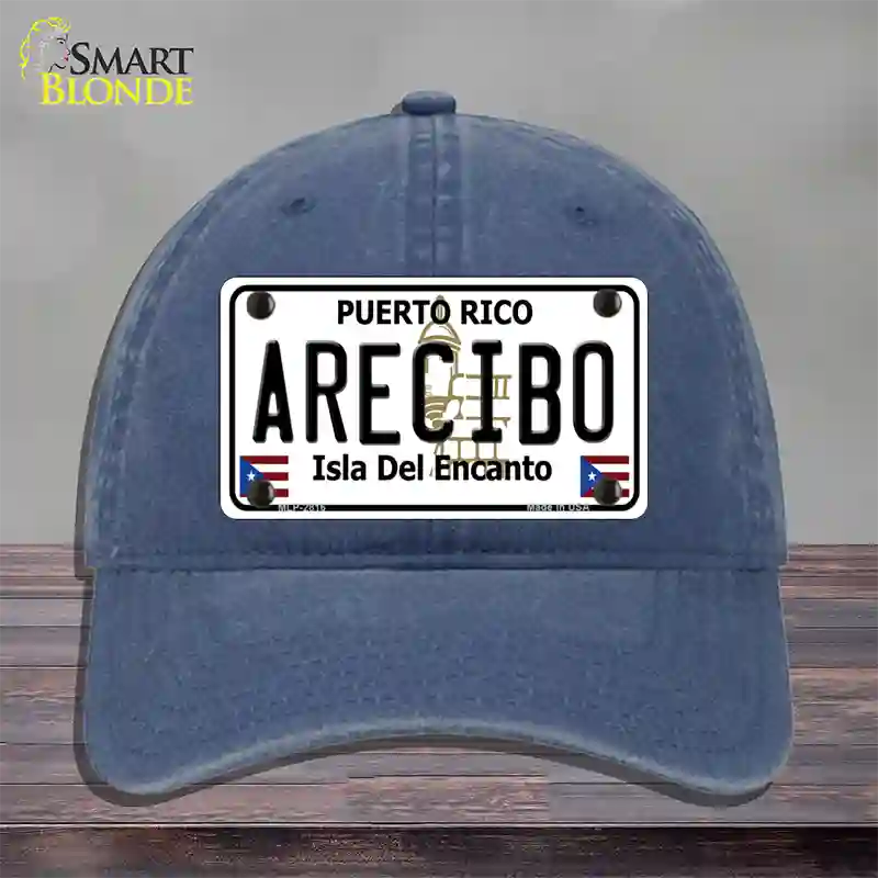 Arecibo Puerto Rico Novelty License Plate Hat Unconstructed Cotton / Navy