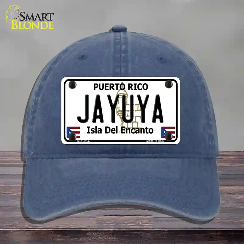 Jayuya Puerto Rico Novelty License Plate Hat Unconstructed Cotton / Navy