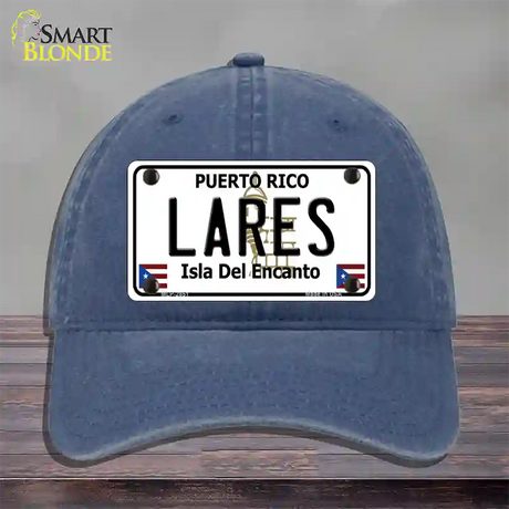 Lares Puerto Rico Novelty License Plate Hat Unconstructed Cotton / Navy