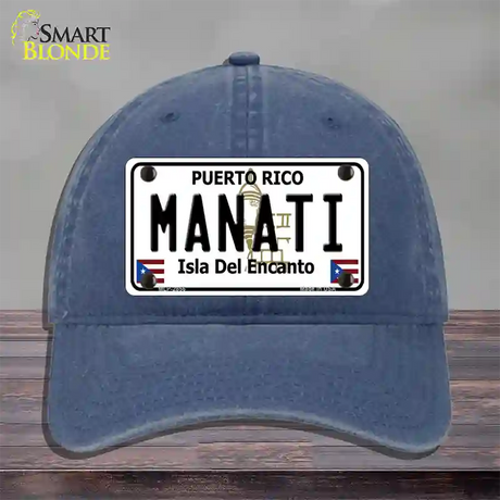 Manati Puerto Rico Novelty License Plate Hat Unconstructed Cotton / Navy