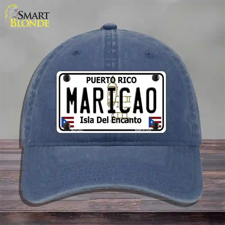 Maricao Puerto Rico Novelty License Plate Hat Unconstructed Cotton / Navy