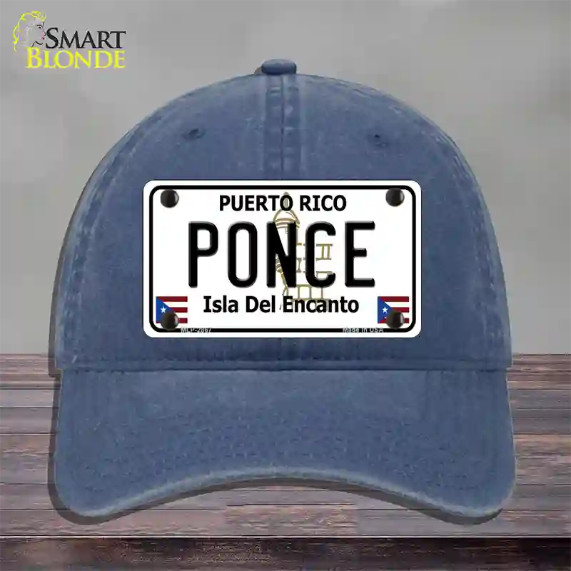 Ponce Puerto Rico Novelty License Plate Hat Unconstructed Cotton / Navy