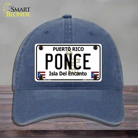 Ponce Puerto Rico Novelty License Plate Hat Unconstructed Cotton / Navy