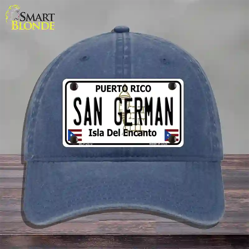 San German Puerto Rico Novelty License Plate Hat Unconstructed Cotton / Navy