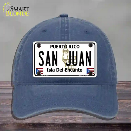 San Juan Puerto Rico Novelty License Plate Hat Unconstructed Cotton / Navy