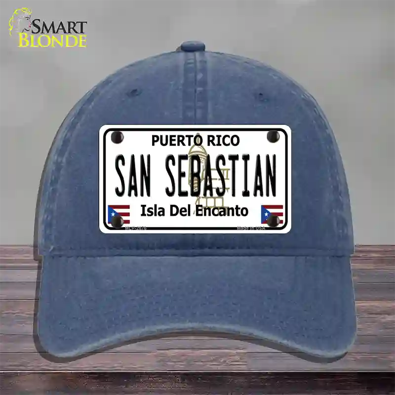 San Sebastian Puerto Rico Novelty License Plate Hat Unconstructed Cotton / Navy