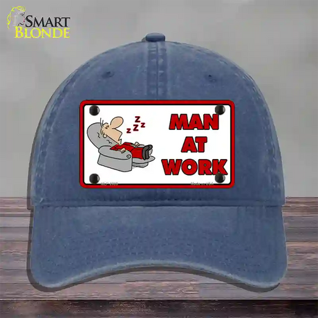 Man At Work Novelty License Plate Hat Unconstructed Cotton / Navy