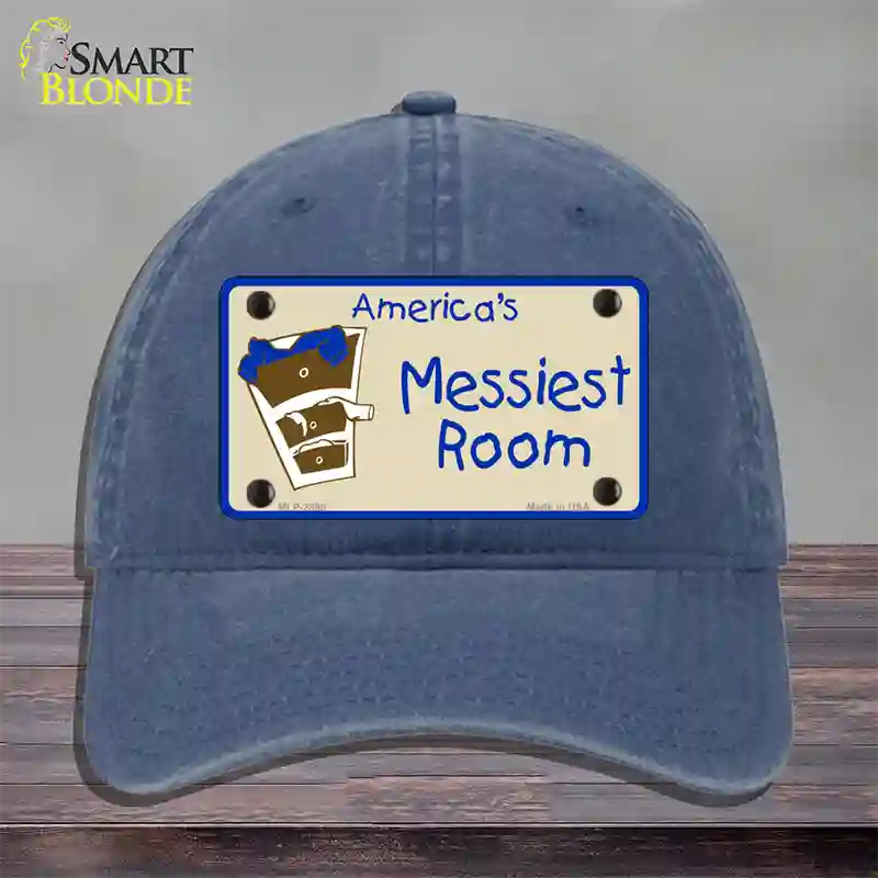 Americas Messiest Room Novelty License Plate Hat Unconstructed Cotton / Navy