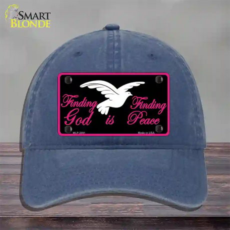 Finding God Finding Peace Black Novelty License Plate Hat Unconstructed Cotton / Navy