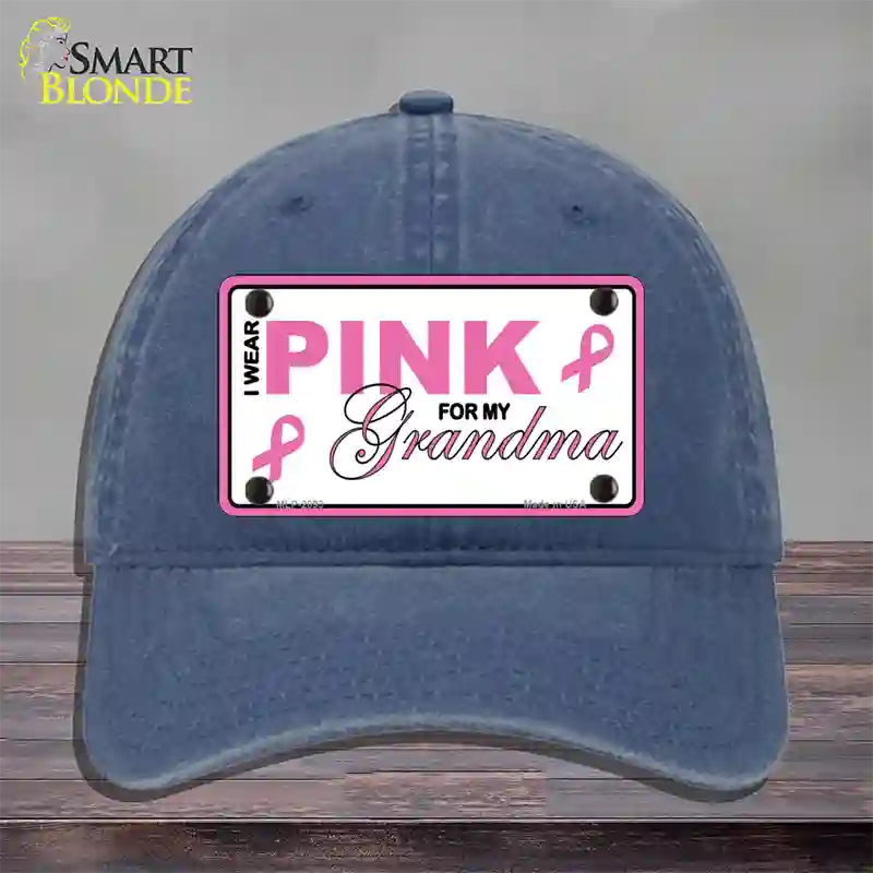 Pink For Grandma Novelty License Plate Hat Unconstructed Cotton / Navy