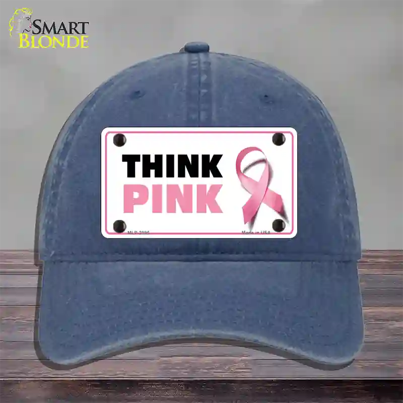 Think Pink Novelty License Plate Hat Sign Unconstructed Cotton / Navy