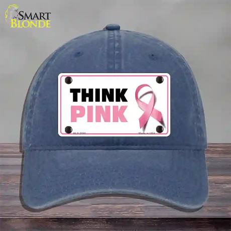 Think Pink Novelty License Plate Hat Sign Unconstructed Cotton / Navy