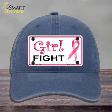 Girl Fight Novelty License Plate Hat Sign Unconstructed Cotton / Navy