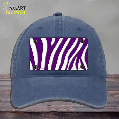 Purple White Zebra Novelty License Plate Hat Unconstructed Cotton / Navy