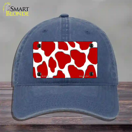 Red White Giraffe Novelty License Plate Hat Unconstructed Cotton / Navy