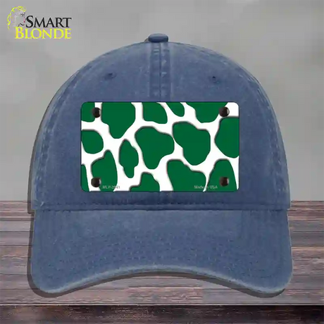 Green White Giraffe Novelty License Plate Hat Unconstructed Cotton / Navy