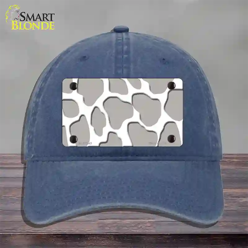 Grey White Giraffe Novelty License Plate Hat Unconstructed Cotton / Navy