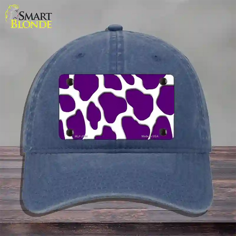 Purple White Giraffe Novelty License Plate Hat Unconstructed Cotton / Navy