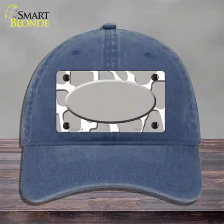 Grey White Giraffe Grey Center Oval Novelty License Plate Hat Unconstructed Cotton / Navy