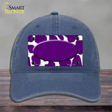 Purple White Giraffe Purple Center Oval Novelty License Plate Hat Unconstructed Cotton / Navy