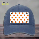 Orange White Polka Dot Novelty License Plate Hat Unconstructed Cotton / Navy