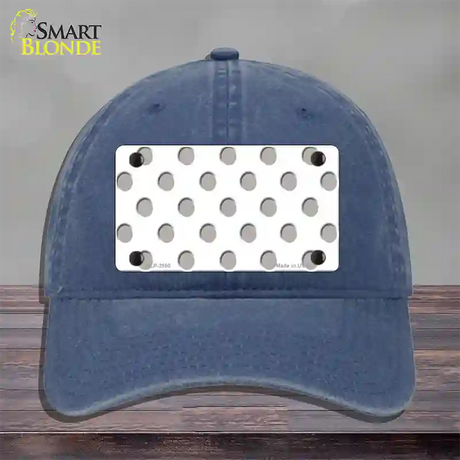 Grey White Polka Dot Novelty License Plate Hat Unconstructed Cotton / Navy