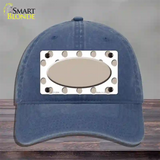 Tan White Polka Dot Tan Center Oval Novelty License Plate Hat Unconstructed Cotton / Navy