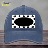 Black White Polka Dot Black Center Oval Novelty License Plate Hat Unconstructed Cotton / Navy