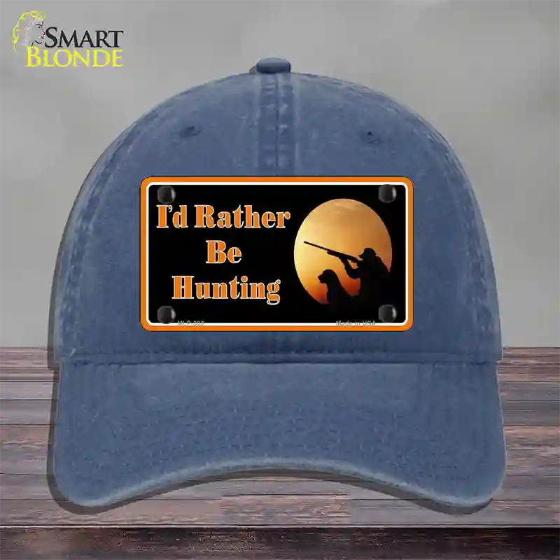 Id Rather Be Hunting Novelty License Plate Hat Unconstructed Cotton / Navy