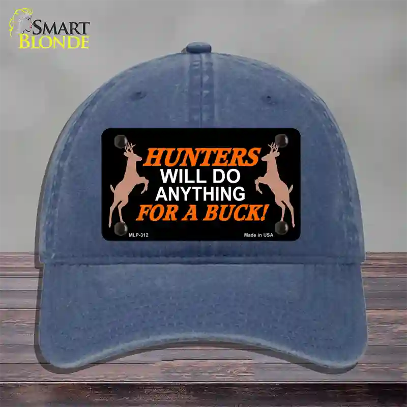 Hunters Will Do Anything Novelty License Plate Hat Unconstructed Cotton / Navy