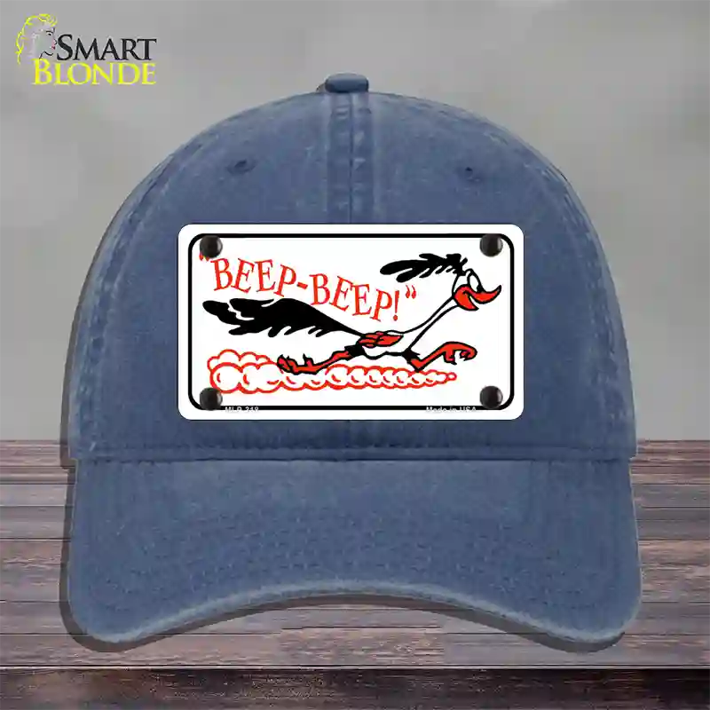 Beep Beep Roadrunner Novelty License Plate Hat Unconstructed Cotton / Navy